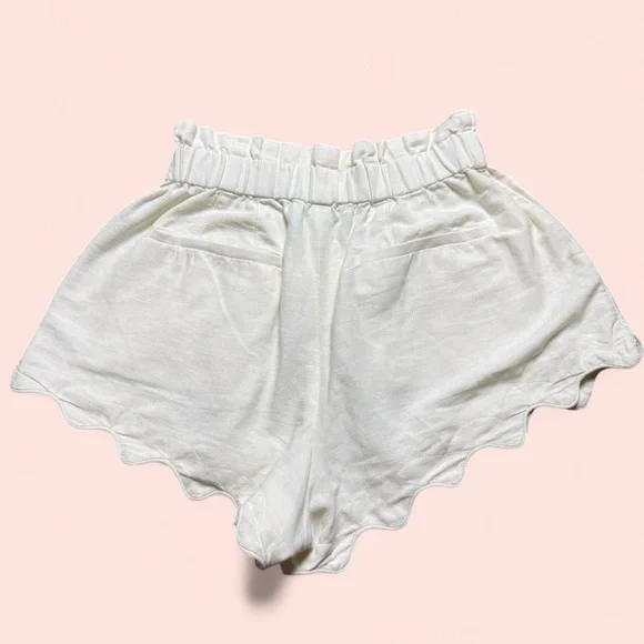 Sea New York Cream Leona Shorts Scalloped Hem High Waisted Women’s Size 4 - Picture 4 of 9